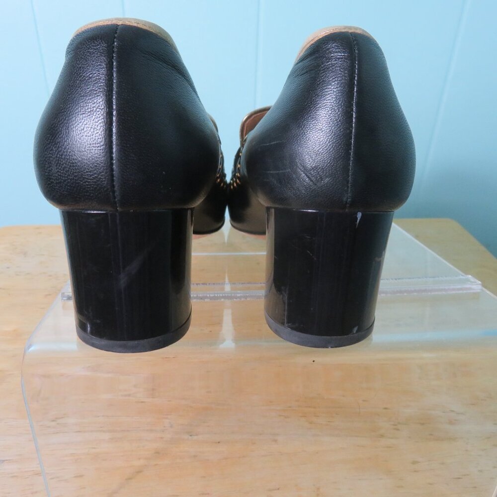 Black Studded Leather Loafers - Women's - Picture 4 of 9